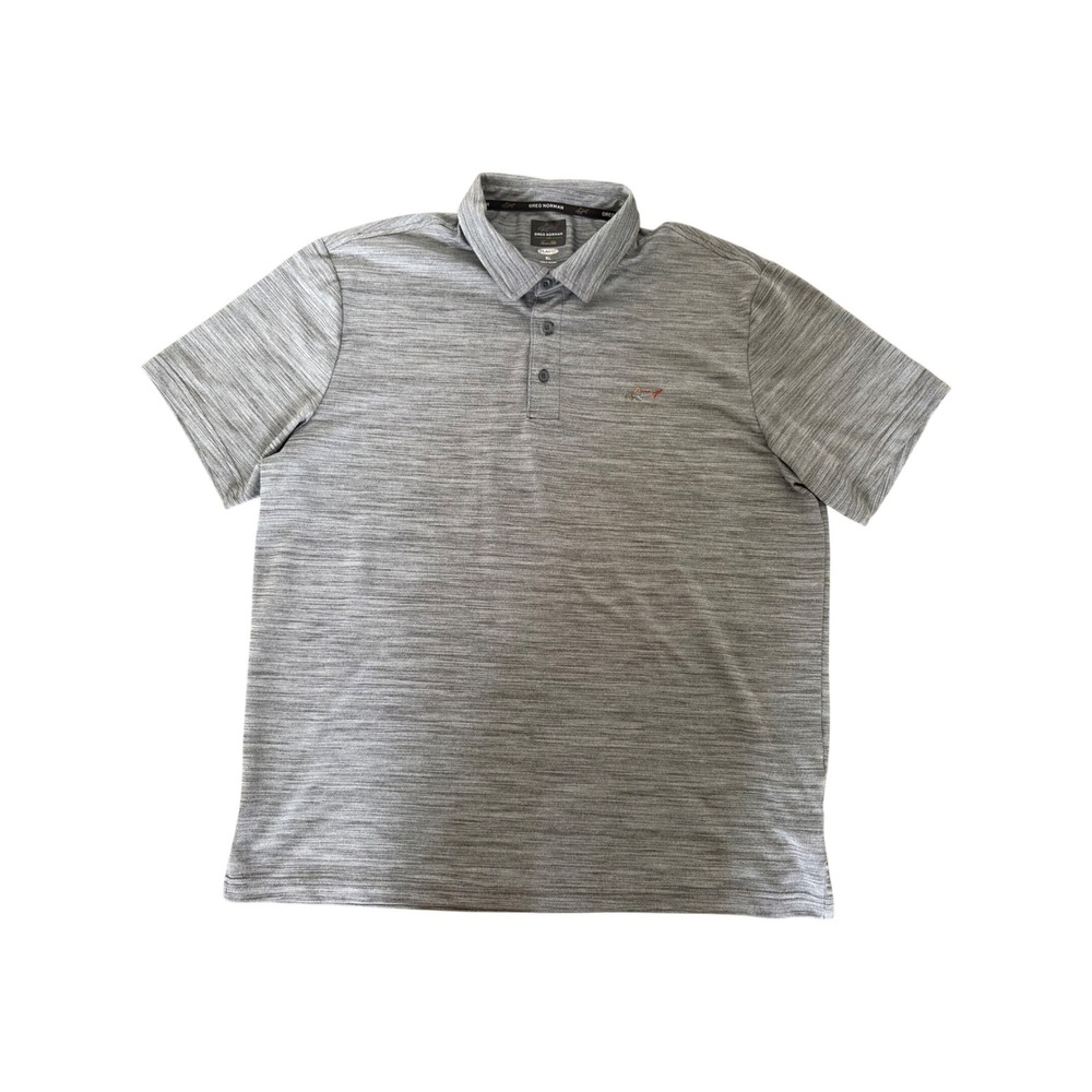 Greg Norman Tasso Elba Mens XL Grey Play Dry Heathered Golf Polo Shirt